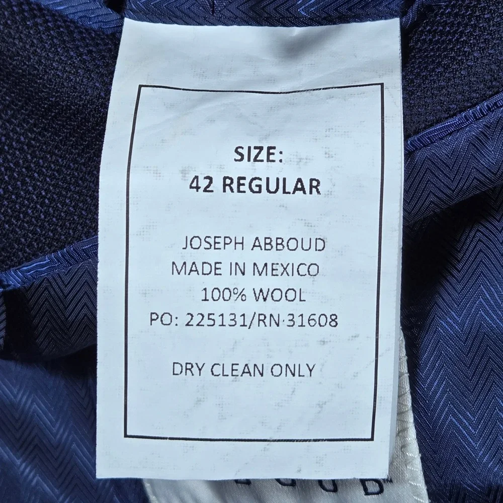 Joseph Abboud Mens Navy Blue Double Breasted Wool Blazer Suit Jacket Sport Coat